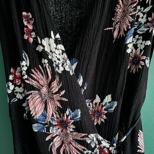 Lulus Midnight Flower Black Floral Print Wrap Dress, Size XS